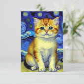 Cartons Réponse Cute Kitten Starry Night Van Gogh (Debout devant)
