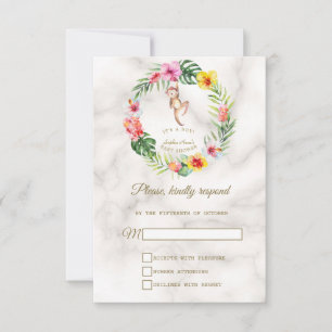 Cartons Réponse Cute Monkey Tropical Floral Boy Baby shower