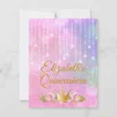 Cartons Réponse Cute Unicorn Visage Rose Fleurs Quinceañera (Dos)