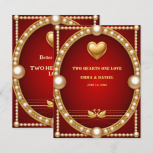 Cartons Réponse Cygne de mariage couple décor rouge or 💍