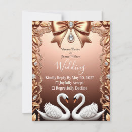 Cartons Réponse 🌸 Cygnes Blancs Rose Gold Mariage