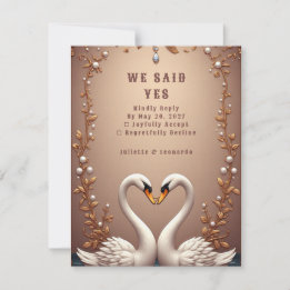 Cartons Réponse 💍 Cygnes en or rose Décoration de mariage de prin