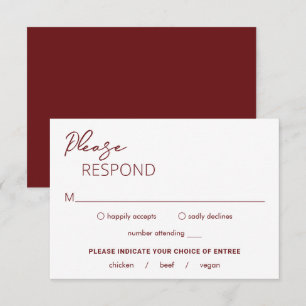 Cartons Réponse Dahlia Burgundy Contemporain Mariage moderne