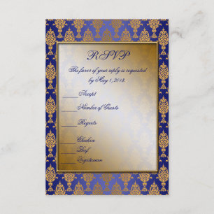 Cartons Réponse Damask Gold sur Royal Blue Shine