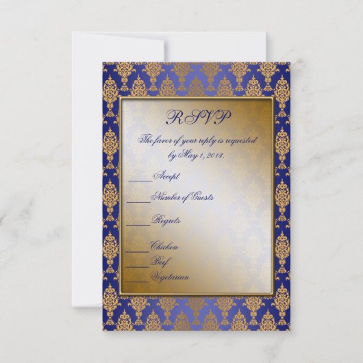 Cartons Réponse Damask Gold sur Royal Blue Shine (Devant)