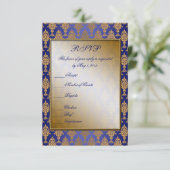 Cartons Réponse Damask Gold sur Royal Blue Shine (Debout devant)