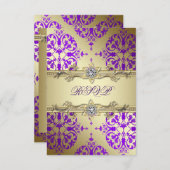 Cartons Réponse Damask Or Violet Fête Or Pourpre (Devant / Derrière)