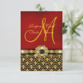 Cartons Réponse Damassé élégant noir rouge or (Debout devant)