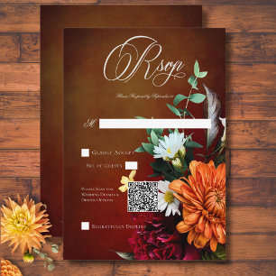 Cartons Réponse Dark Elegant Summer Sunset Floral Mariage QR Code