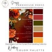 Cartons Réponse Dark Elegant Summer Sunset Floral Mariage QR Code