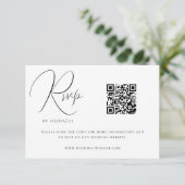 Cartons Réponse Dark Emerald Green Minimaliste Mariage QR Code (Debout devant)