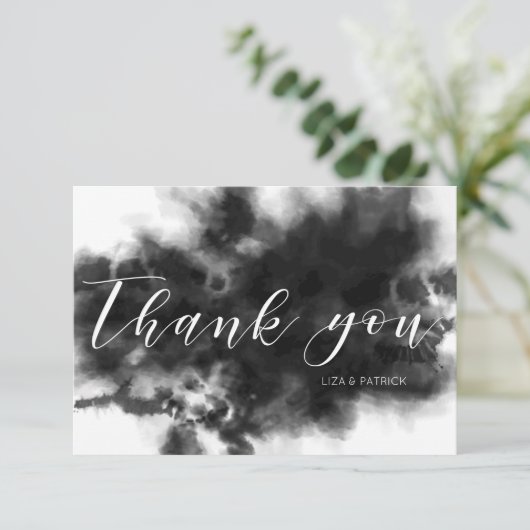 Cartons Réponse Dark Goth Black Watercolor Mariage (Debout devant)