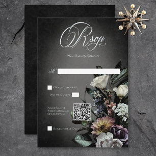Cartons Réponse Dark Gothic Mystérieux Muted Floral Blur QR Code