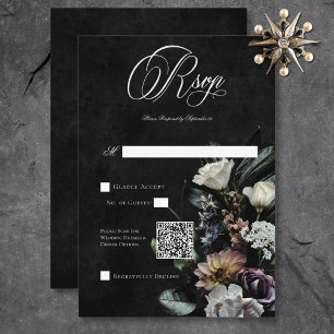 Cartons Réponse Dark Gothic Mystérieux Muted Floral QR Code