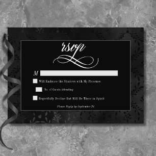 Cartons Réponse Dark gothique noir floral satin Mariage damassé
