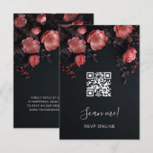 Cartons Réponse Dark Moody 3D Roses Wedding | Scan Me (Devant / Derrière)