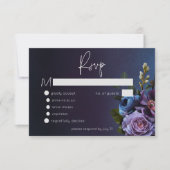 Cartons Réponse Dark Moody Blue Lavender Floral Moderne Mariage (Devant)