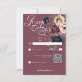 Cartons Réponse Dark Moody Bourgogne Oval Floral Frame QR Code (Devant)