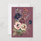 Cartons Réponse Dark Moody Bourgogne Oval Floral Frame QR Code (Dos)