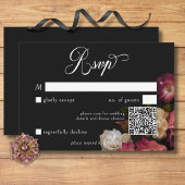 Cartons Réponse Dark Moody Burgundy & Cream Peonies Black QR Code