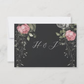 Cartons Réponse Dark Moody Floral Code QR Mariage (Dos)