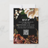 Cartons Réponse Dark Moody Magnolia Code QR Mariage Veuillez répon (Devant)