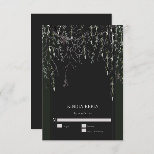 Cartons Réponse Dark Moody Mariage gothique (Devant / Derrière)
