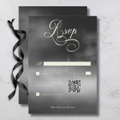 Cartons Réponse Dark Moody Midnight Black Fog Code QR Mariage