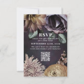 Cartons Réponse Dark Moody Purple Code QR Mariage Veuillez répondr (Devant)