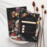 Cartons Réponse Dark Moody Romantic Floral Néerlandais<br><div class="desc">Forme d'hexagone noir comme le corps sur les flancs de bijoux foncés inspirés par les maîtres hollandais sur le dos. Customisez la couleur arrière - plan à l'avant et à l'arrière. Tout le texte est modifiable.</div>