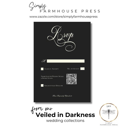 Cartons Réponse Dark Moody Victorian Moon & Sun Mariage QR Code