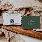 Cartons Réponse Dark Moss Green Whimsical Boho QR Code Wedding 