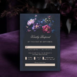 Cartons Réponse Dark Romantic Moody Florals Bijou Black Mariage<br><div class="desc">Un agencement floral de flores sombres moody dans les tons de bijoux encadre cette carte RSVP mariage époustouflante avec un thème romantique foncé. Un arrière - plan de marine sombre et une arche noire riche sont l'arrière - plan de la typographie classique et des touches de calligraphie élégante dans une...</div>