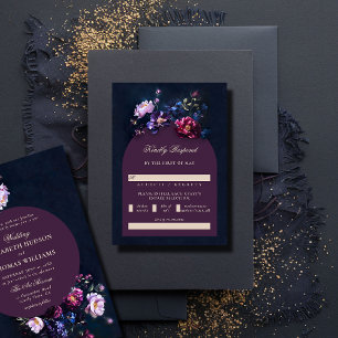 Cartons Réponse Dark Romantic Moody Florals Jewel Mauve Mariage