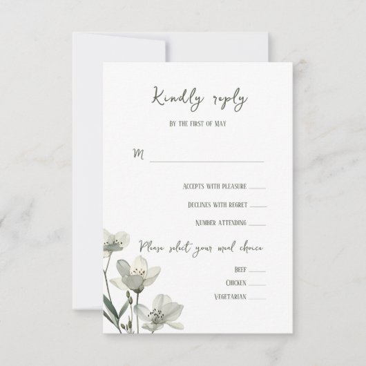 Cartons Réponse Dark Sage Green Botanical Wedding (Devant)