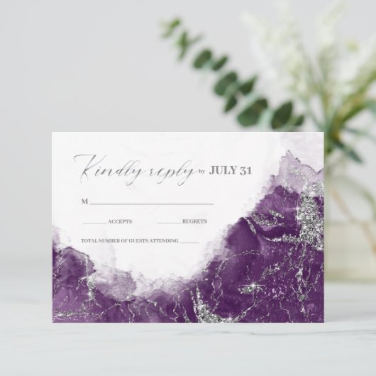 Cartons Réponse Debbie U-W Marble Parties scintillant Mariage Plum (Debout devant)