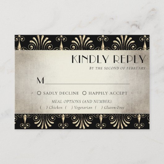 Cartons Réponse Décadence des années 20 | Sepia Black Art Déco Rep (Devant)