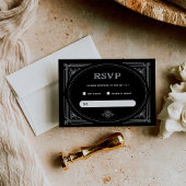 Cartons Réponse Déco moderne | Élégant Mariage noir et blanc Onyx