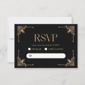 Cartons Réponse Déco moderne | Élégant Mariage noir et or (Devant)