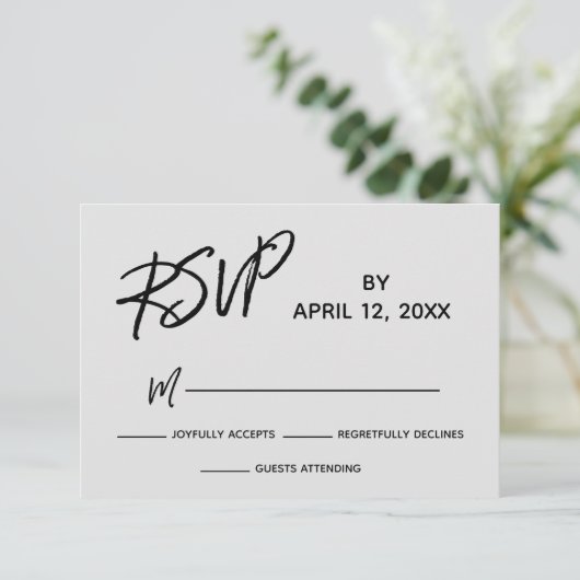 Cartons Réponse Décontracté écriture manuscrite Script Gris Mariag (Debout devant)