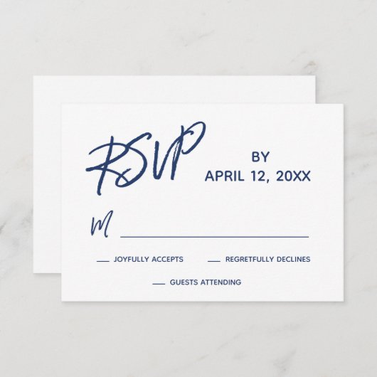 Cartons Réponse Décontracté écriture manuscrite Script Marine Mari (Devant / Derrière)