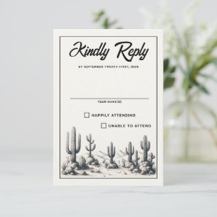 Cartons Réponse Décontracté Mariage Cactus