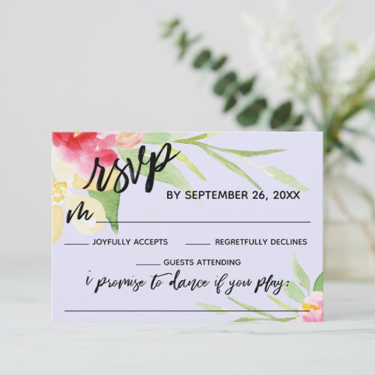 Cartons Réponse Décontractée écriture Fleurs Lavender Chanson Dema (Debout devant)