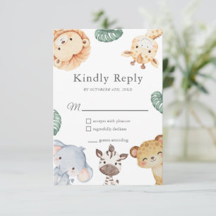Cartons Réponse Décor de Baby Shower Animal de Safari Wild One
