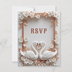 Cartons Réponse 💍 Décoration de mariage Cœur de Cygne avec cadre 