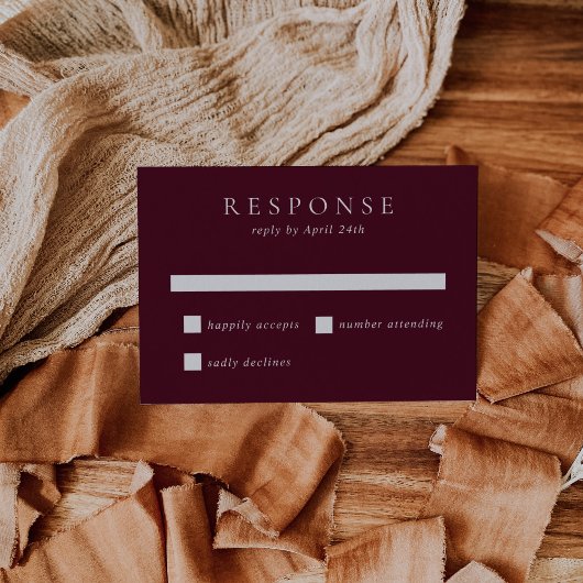 Cartons Réponse Deep Burgundy Elegant Classic Wedding
