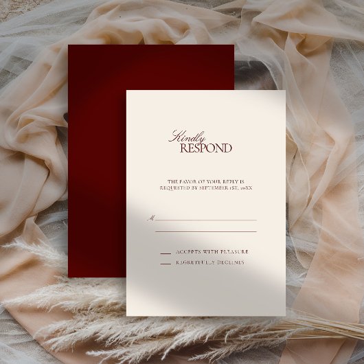 Cartons Réponse Deep Burgundy Formal Estate Modern Classic Wedding