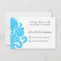 Deep Sky Blue Elegant Mariage damassé personnalisa