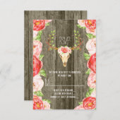 Cartons Réponse Deer Antler Bois rustique Mariage du sud-ouest (Devant / Derrière)