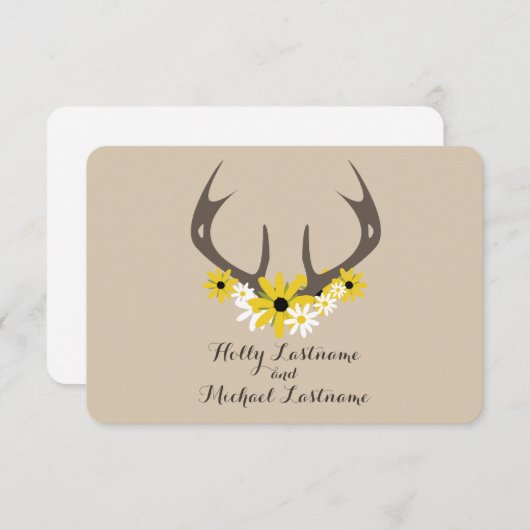 Cartons Réponse Deer Antlers + Mariage Fleur sauvage R.S.V.P. (Devant / Derrière)